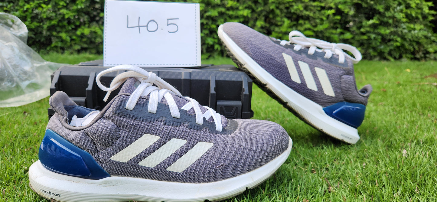 Adidas Cloudfoam Knit Runner – Heather Grey/White/Royal Blue - Size 40.5