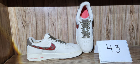 Niike Air Force 1 Low 'VLONE LABO' Custom – Off-White/Olive/Red - Size 43