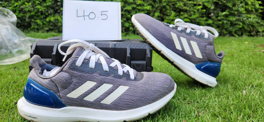 Adidas Cloudfoam Knit Runner – Heather Grey/White/Royal Blue - Size 40.5