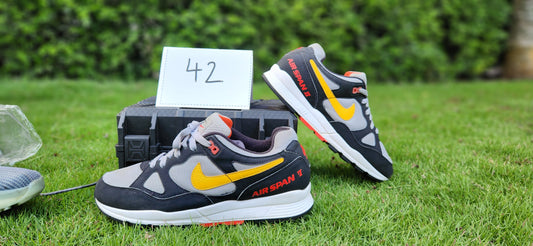 Nike Air Span II 'Black/Laser Orange/Infrared' Vintage Style Running Shoes – Size EU 42