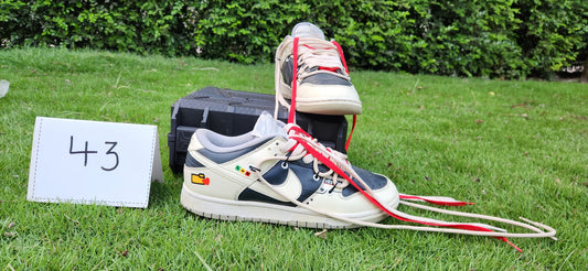 Nike Dunk Low SE 'Jackpot / Lottery Grey' Custom Double-Laced Sneakers – Size EU 43